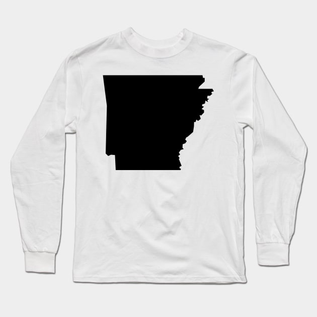 Arkansas map in black Long Sleeve T-Shirt by Creative Art Store